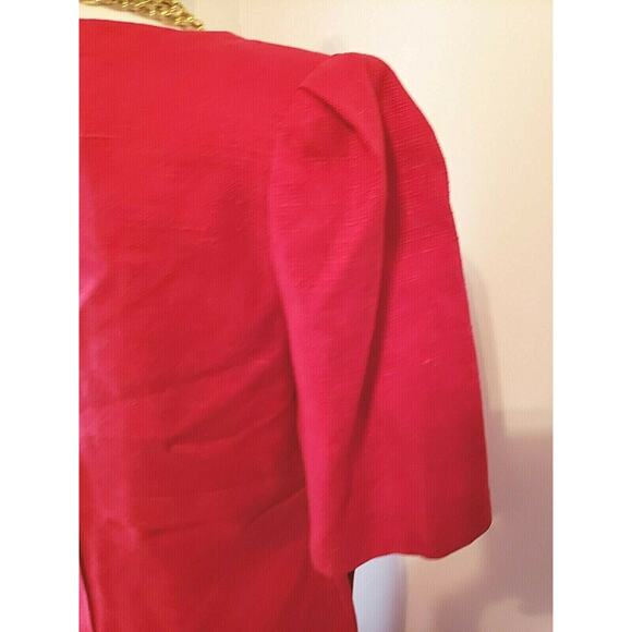 WILLIAM PEARSON Vintage Red Linen Lined Short Sleeve Sheath Dress Size 8/10 - Picture 10 of 10